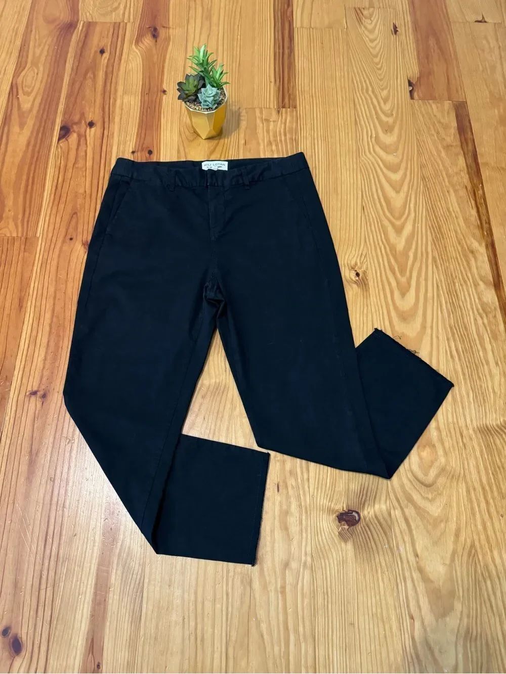 Nili Lotan Black Chino Raw Hem Ankle Pants Straight Women’s Size 8